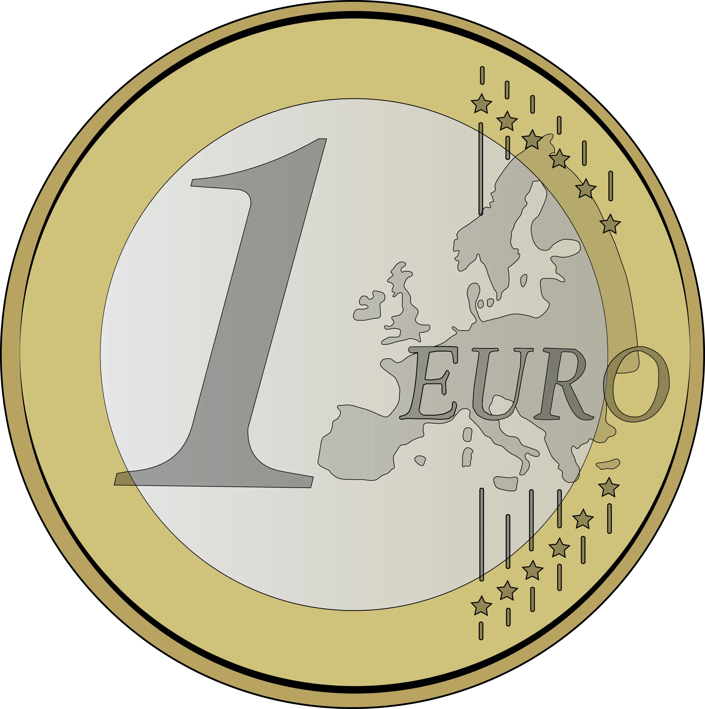  Euro Png 1 Euro Coin Vector Euro Png