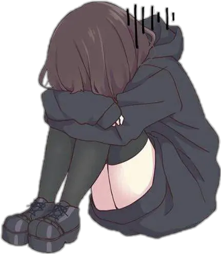  Anime Girl Animegirl Black Sick Sad Sad Anime Girl Chibi Png Sad Anime Girl Png