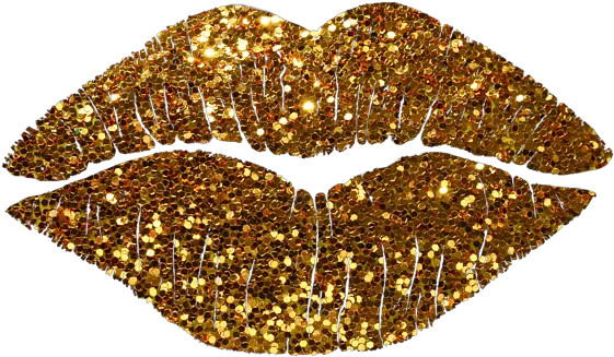  Gold Sparkle Kissing Lips Fashion Art Illustration Png Gold Lips Png