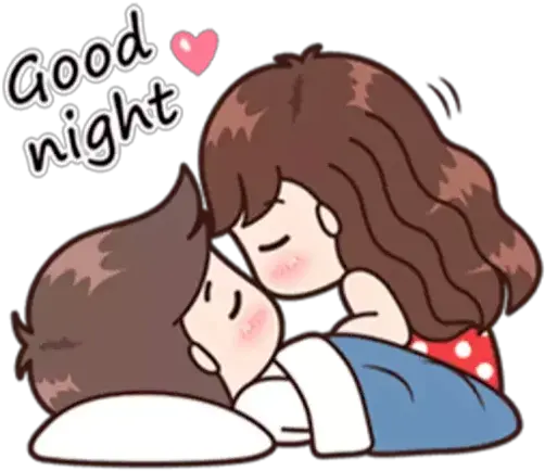  Romantic Couple Sticker Good Night Cartoon Couple Png Anime Couple Transparent