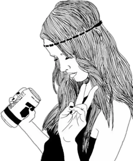  Girl Drinking Drawing Png Image With Transparent Tumblr Outline Png Girl Drawing Png