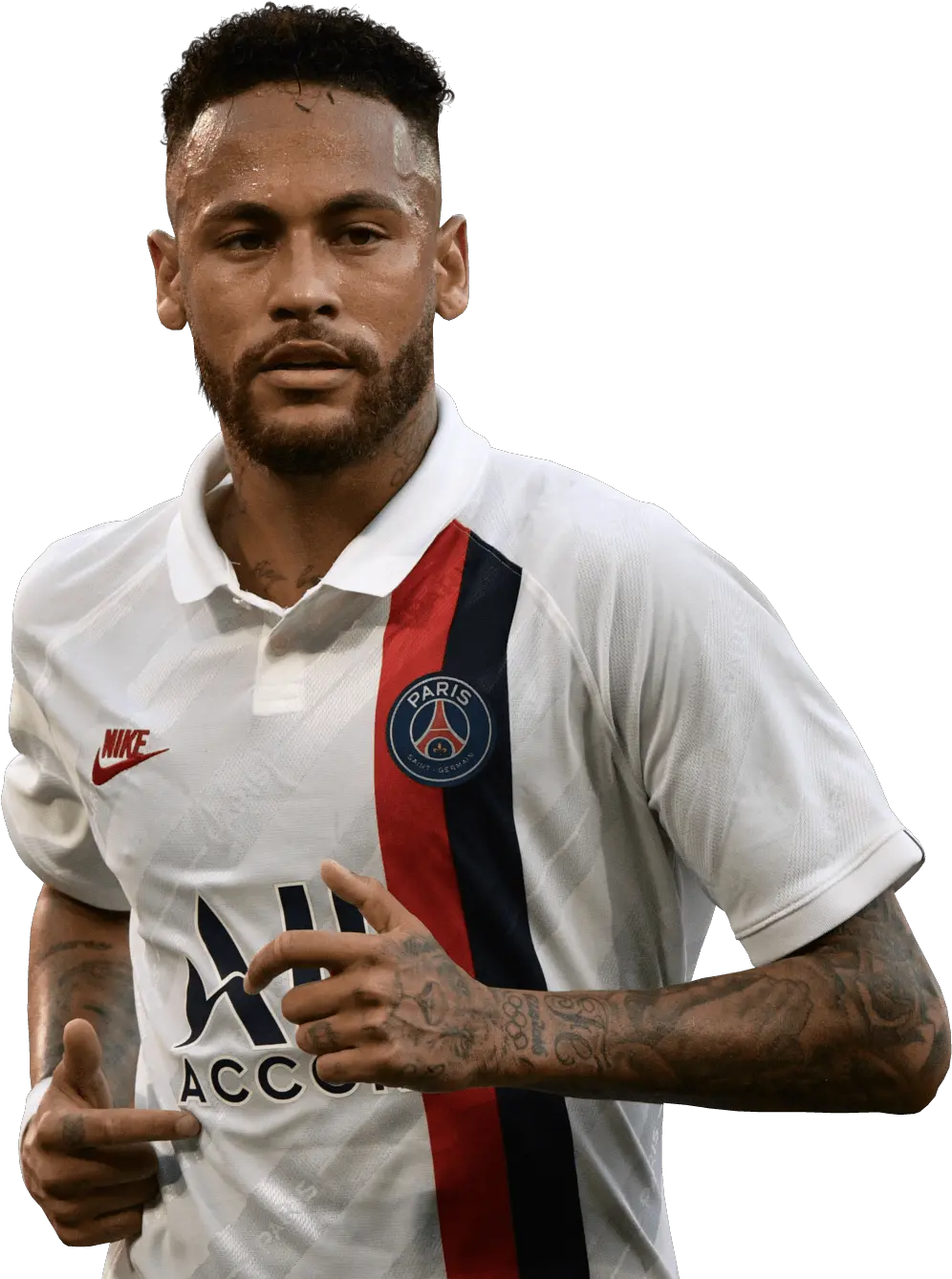  Neymar In White Jersey From Paris Saint Germain Png Neymar White Hair Png Chest Hair Png