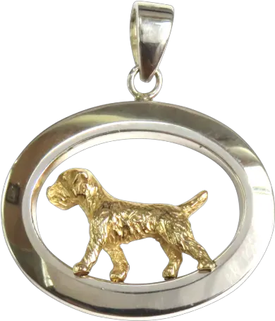  14k Gold Or Sterling Silver Border Terrier In Glossy Oval Locket Png Silver Border Png