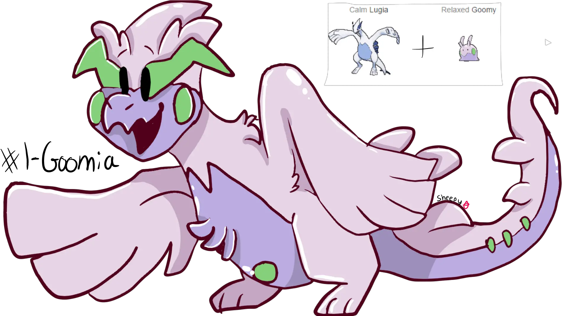  Fusion 1 Goomy Lugia U003d Goomia Pokécharms Cartoon Png Lugia Png