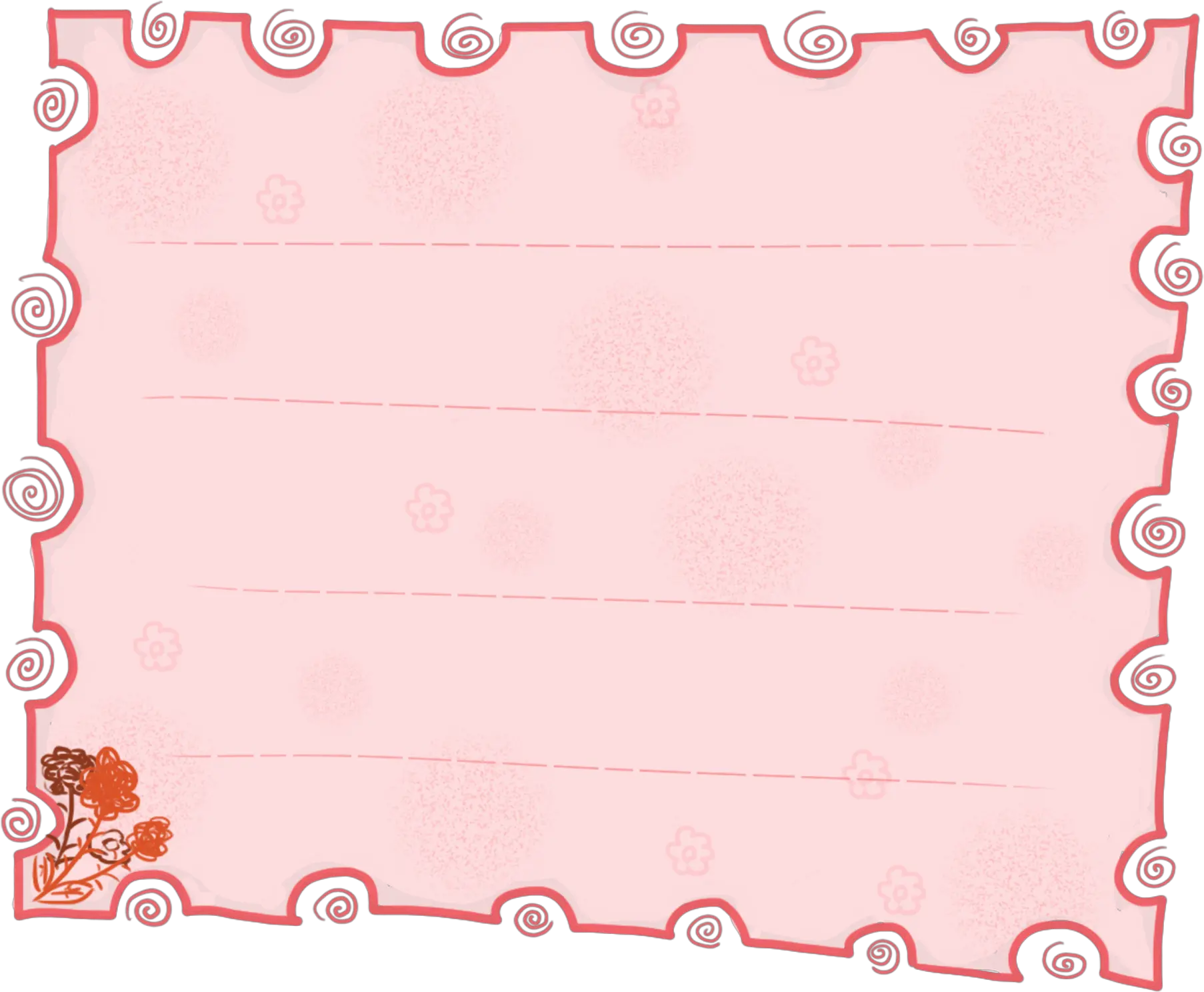  Pink Flower Border Png Flower Border Hand Painted Account Horizontal Thread Png