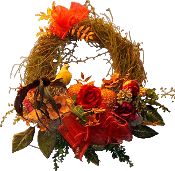  Fall Door Wreath Garden Roses Png Fall Flowers Png