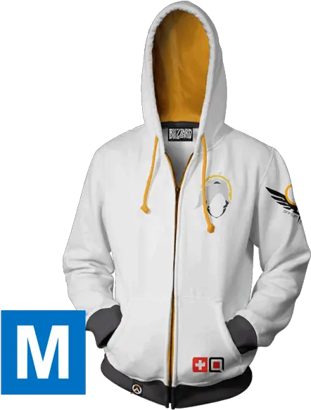  Overwatch Mercy White Unisex Hoodie Size M Mercy Hoodie Ebgames Png Overwatch Mercy Png