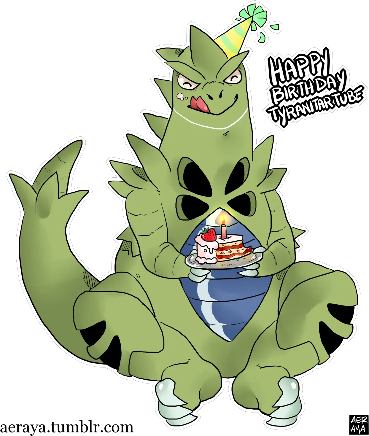  Raya U2014 Quick Little Birthday Doodle For Tyranitartube Pokemon Happy Birthday Tyranitar Png Tyranitar Png