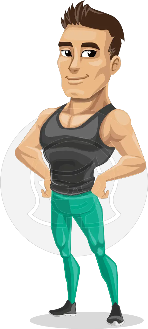  Muscle Gym Instructor Cartoon Vector Character Aka Jim Graphicmama Gym Cartoon Characters Png Gym Png