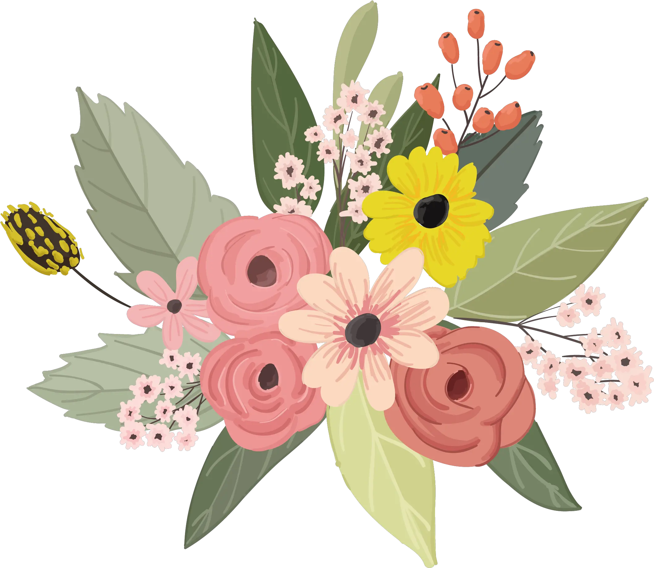  Bouquet Of Flowers Vector Png Flower Vector Png Watercolor Flower Vector Png Bouquet Of Flowers Png