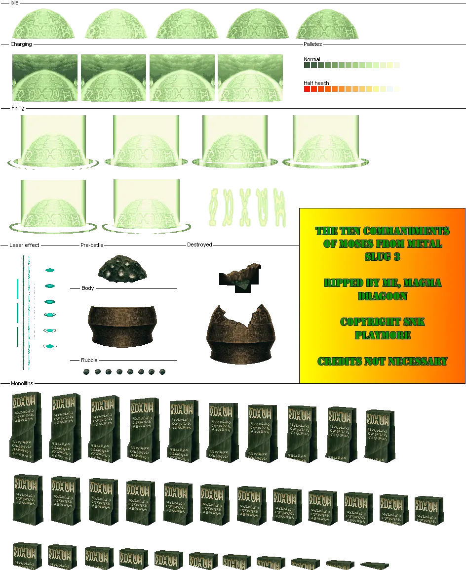  Arcade Metal Slug 3 The Ten Commandments The Spriters Metal Slug Monoeye Ufo Png Ten Commandments Png