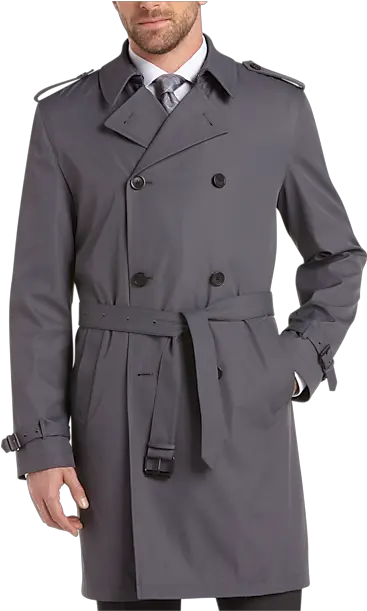  Kenneth Cole Gray Modern Fit Trench Coat Png J Crew Short Icon