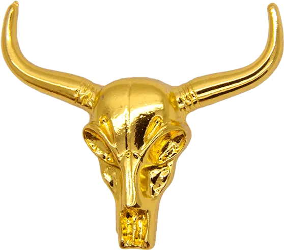  Cow Skull Pin Gold Godertme Gold Png Cow Head Png