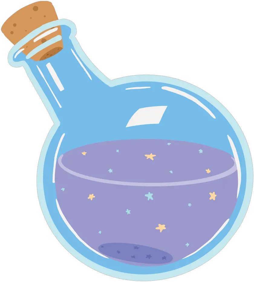  Potion Bottle Sticker By Mkrc White 3x3 Bottle Potion Bottle Cartoon Blue Png Mana Potion Icon