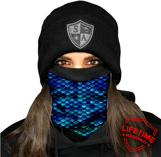  Mermaid Scales Fleece Lined Face Shield Tidal Wave Masks Png Mermaid Scales Png