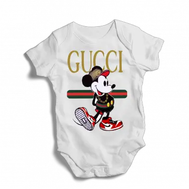  Gucci Mickey Mouse Baby Bodysuit Gucci Baby Onesie Png Baby Mickey Png