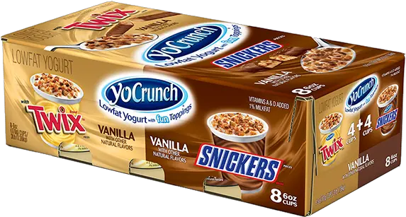  Vanilla Lowfat Yogurt With Snickers Pieces Yocrunch Twix Png Snickers Png