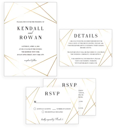  Gold Wedding Invitation Set This Modern Geometric Horizontal Png Gold Lines Png