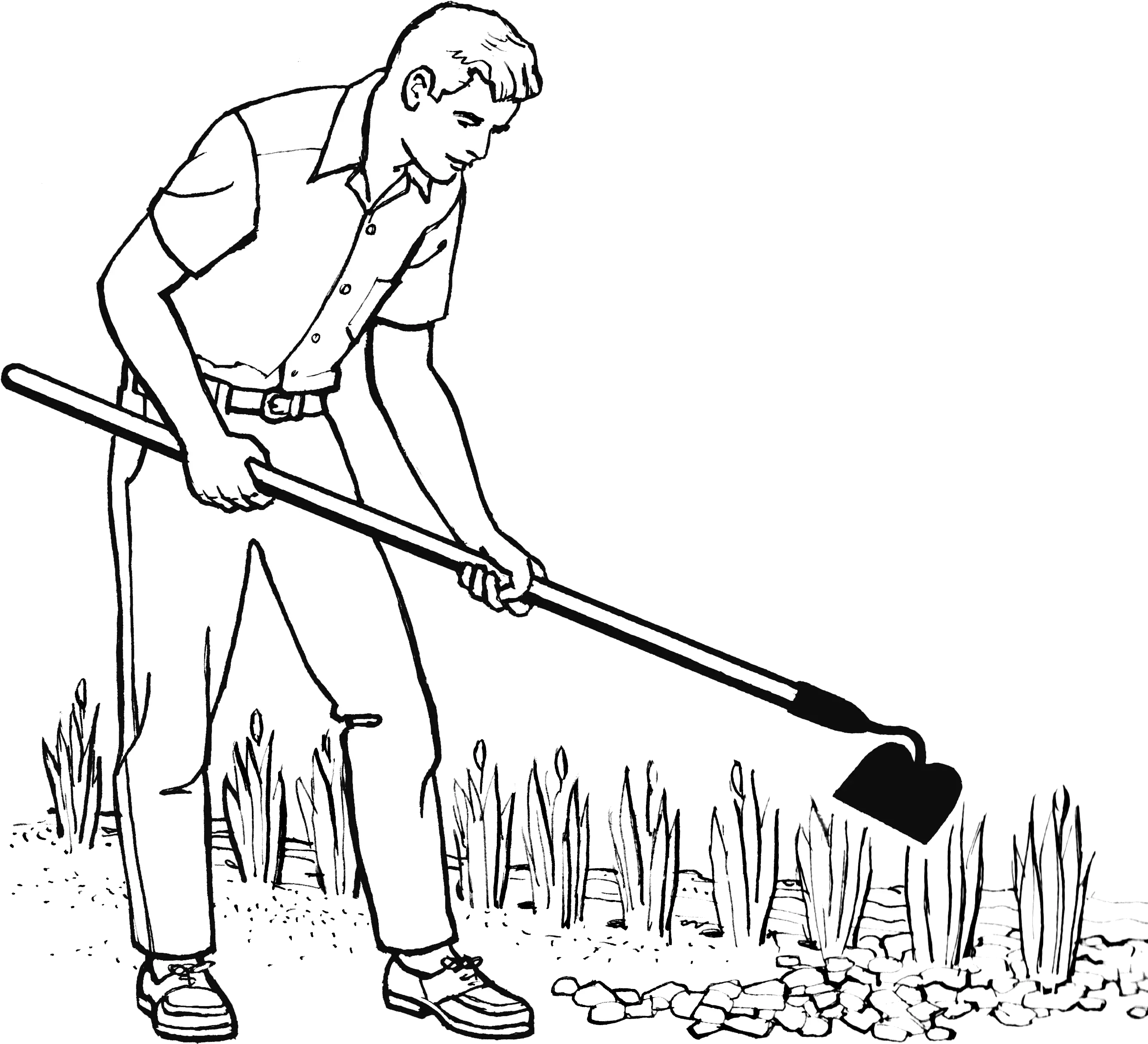  Hoe Gardener Clipart Black And White Png Hoe Png