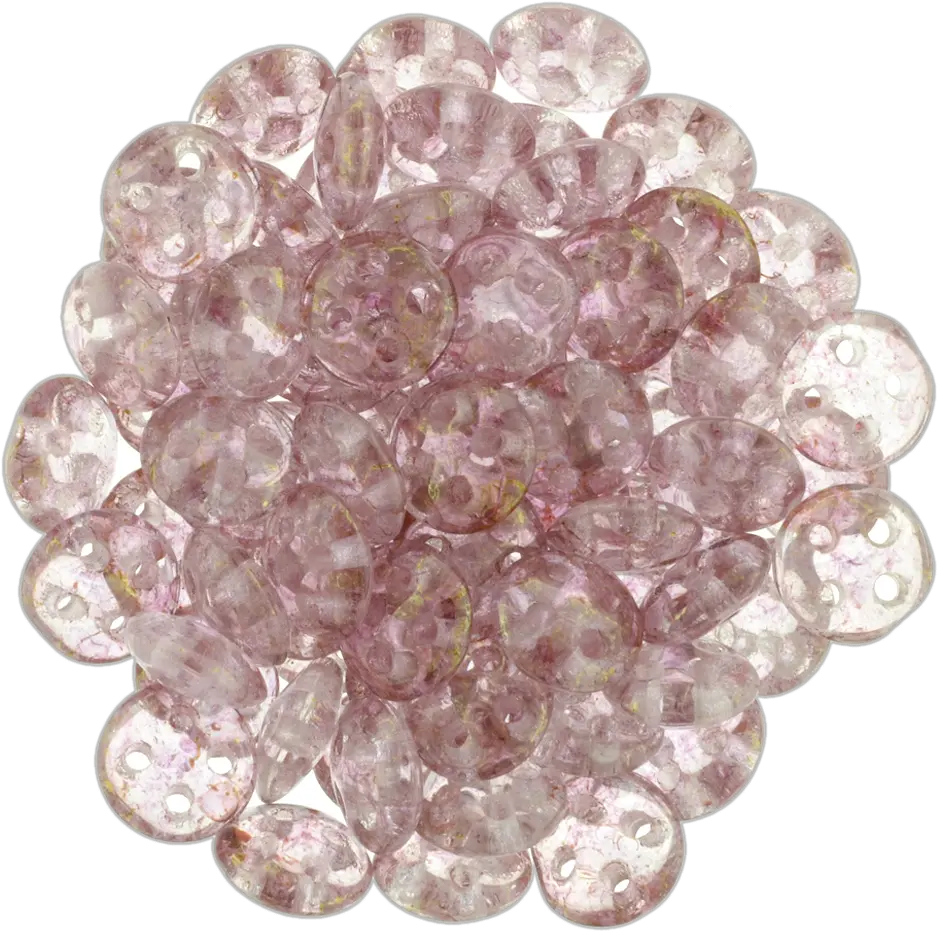  Czechmates 6mm Four Hole Quadralentil Transparent Topaz Pink Luster Beads 15g 15495 Solid Png Hole Transparent