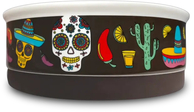  Mexican Skull Designer Dog Bowl Medium Skull Png Dog Bowl Png