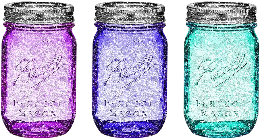  Mason Jars Glitter Flowers Png Jar Transparent Background
