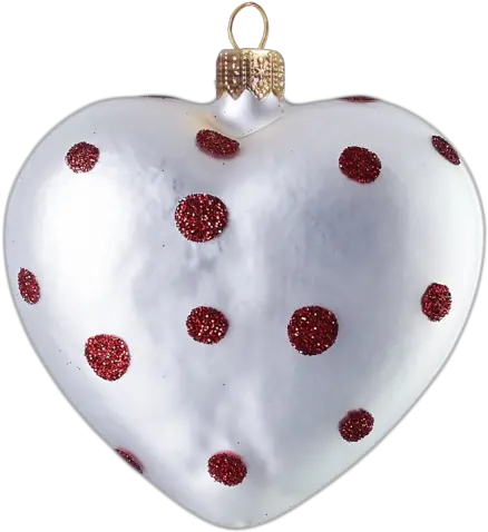  Download Silver Heart With Red Polka Dots Christmas Ornament Decorative Png Red Christmas Ornament Png