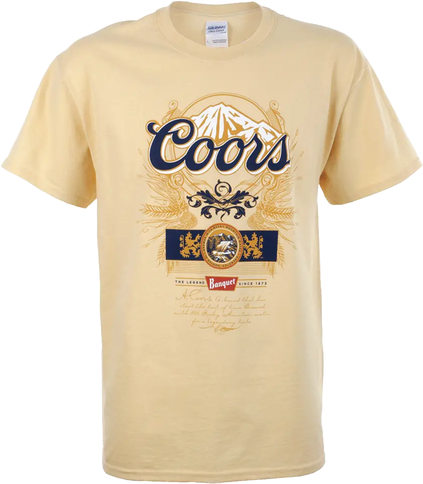  Gold Coors Banquet T Shirt Coors T Shirt Shirts Short Sleeve Png Miller Coors Logos