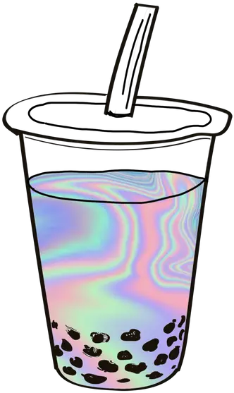  Holographic Bubble Tea Mini Art Print Highball Glass Png Bubble Tea Transparent