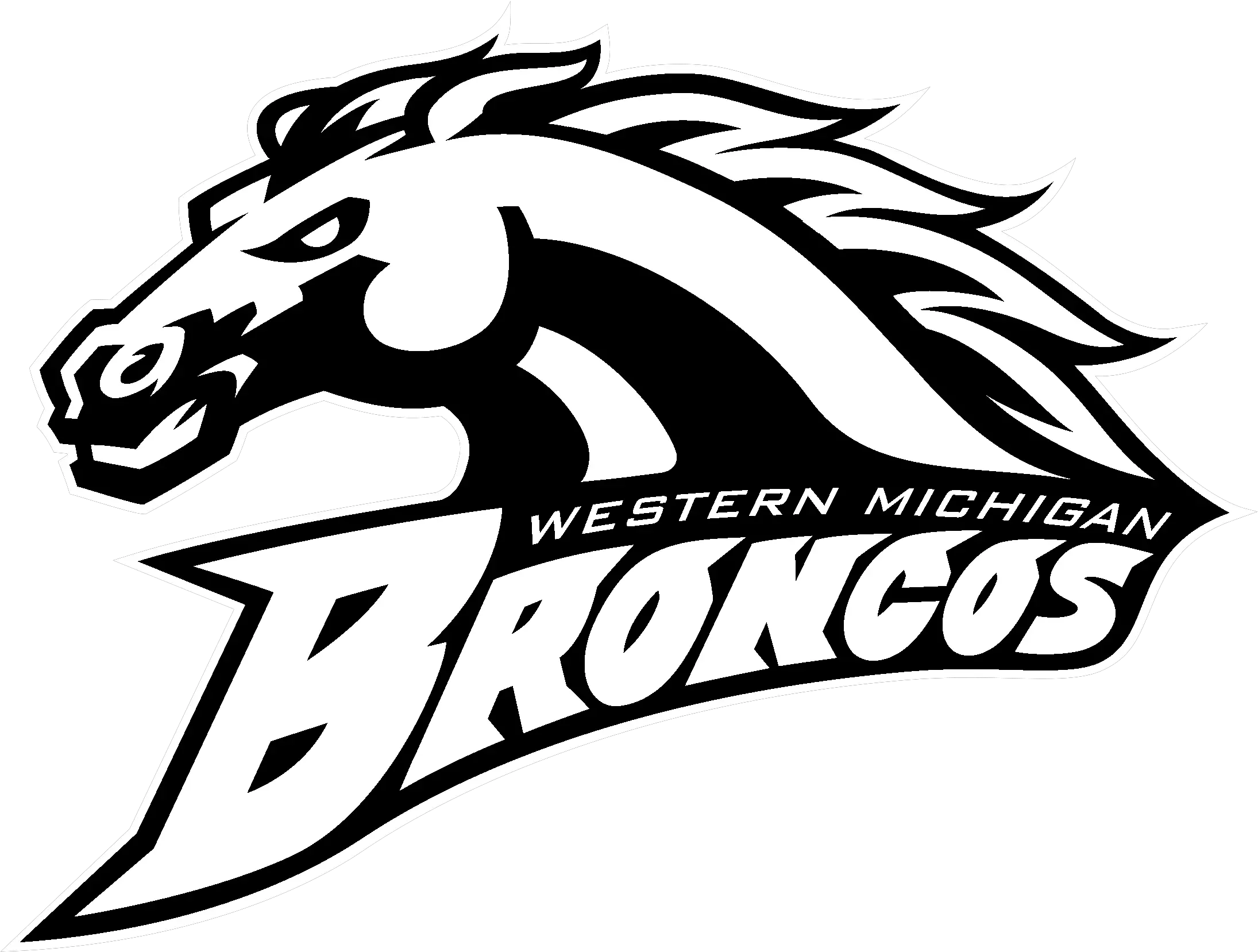  Download Broncos Vector Black And White Western Michigan Logo Black And White Png Broncos Png