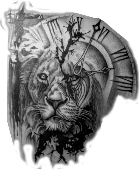  Download Tattoo Png Tumblr Picture Lion With Clock Tattoo Tattoo Png Tumblr