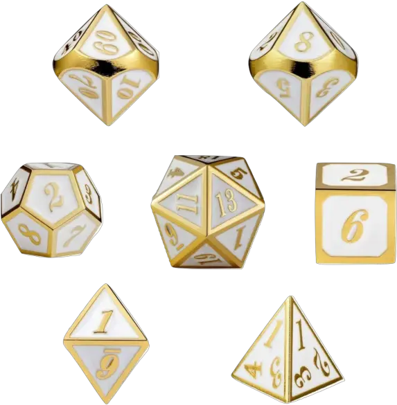  Plated Gold Polyhedral Metal Dice Set Dungeons Dragons Png Dnd Dice Png