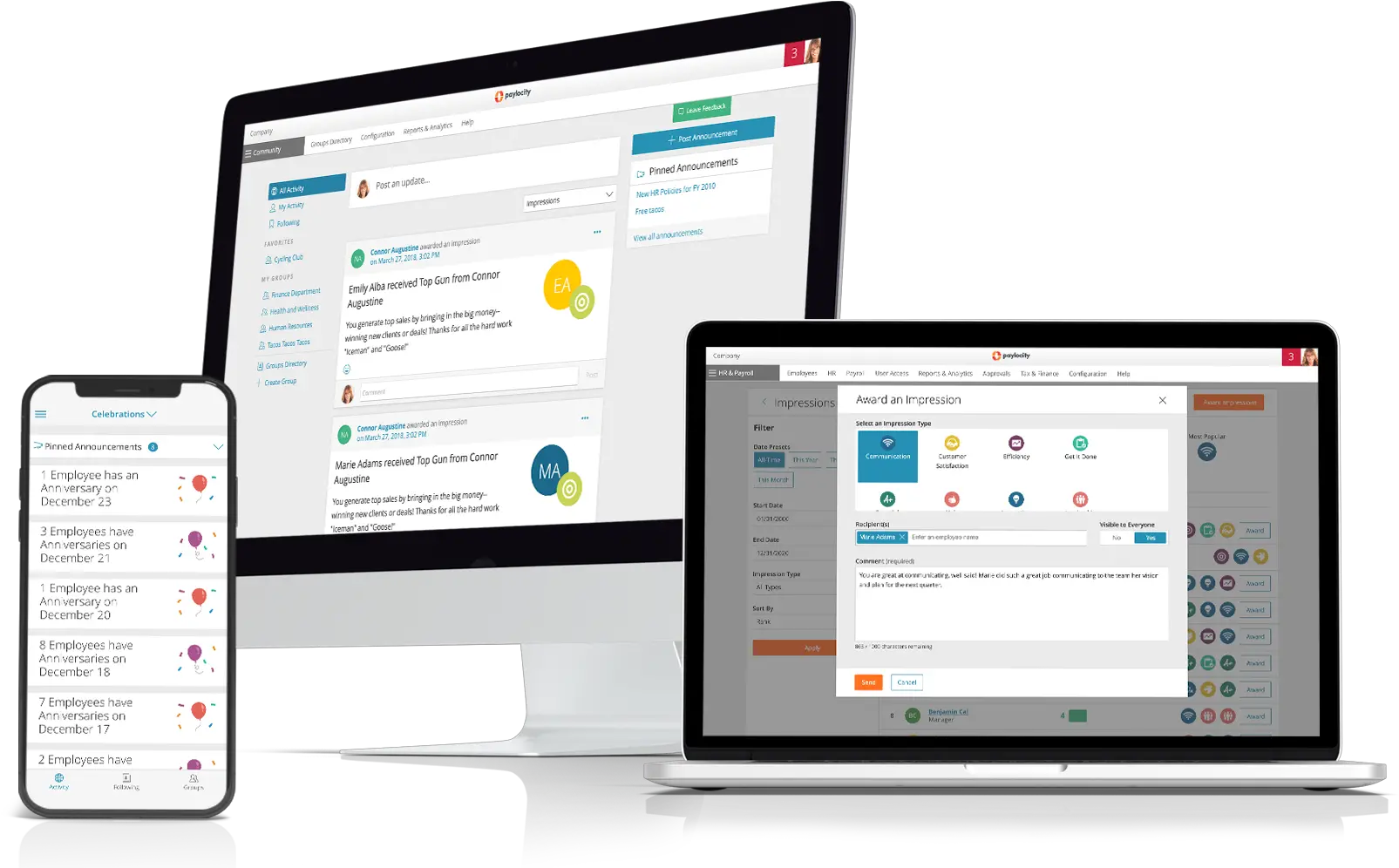  Impressions A Peer Recognition Tool Paylocity Technology Applications Png Connect With Peers Icon