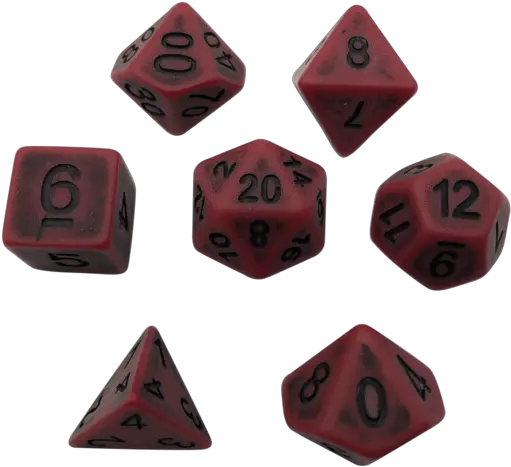  Rusted Red Set Of 7 Polyhedral Dice All Seven Dragon Balls Png Red Dice Png