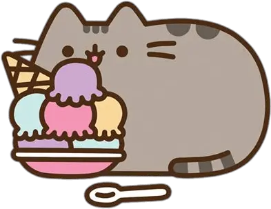  Pusheen Eating Ice Cream Transparent Pusheen Cat Png Pusheen Transparent