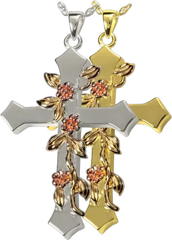  Rose Vine Cross Cremation Ashes Memorial Pendant Cross Png Rose Vine Png