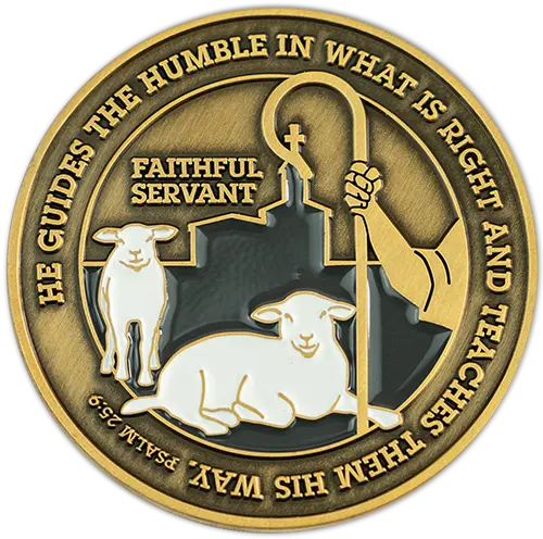  Pastor Appreciation Antique Gold Plated Prayer Coin Goats Png Rod Of Healing Icon