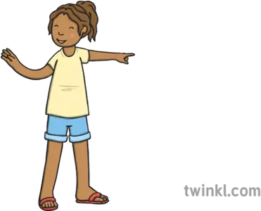  Girl Pointing Illustration Twinkl Png Person Pointing Png