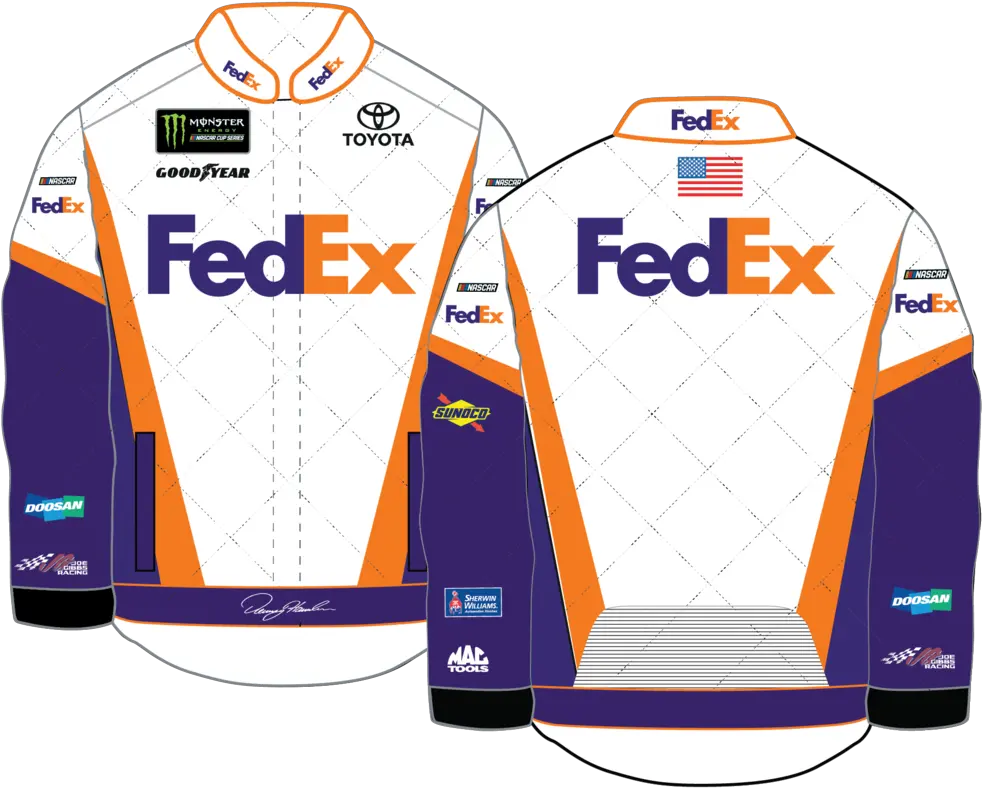  Denny Hamlin 2019 Fedex Pit Jacket Fedex Png Fedex Png