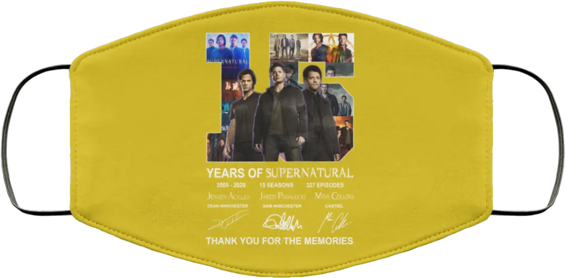  15 Years Of Supernatural Thank You For My Memories Face Mask Mask Anniversary Png Jensen Ackles Png