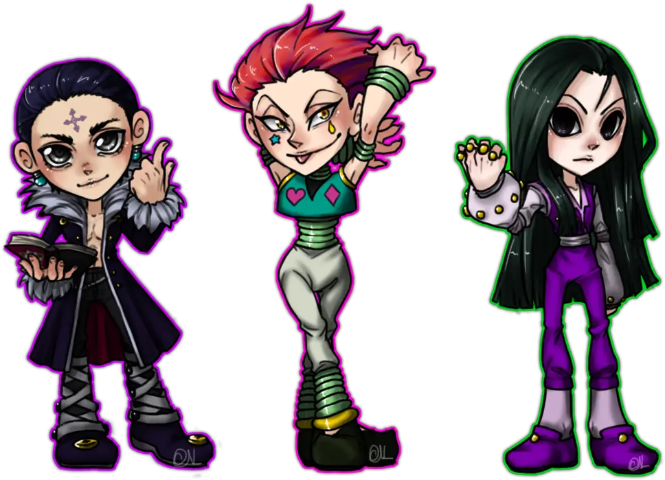  Chibi Group Sticker Of Chrollo Hisoka Chibi Illumi And Hisoka Png Hisoka Png