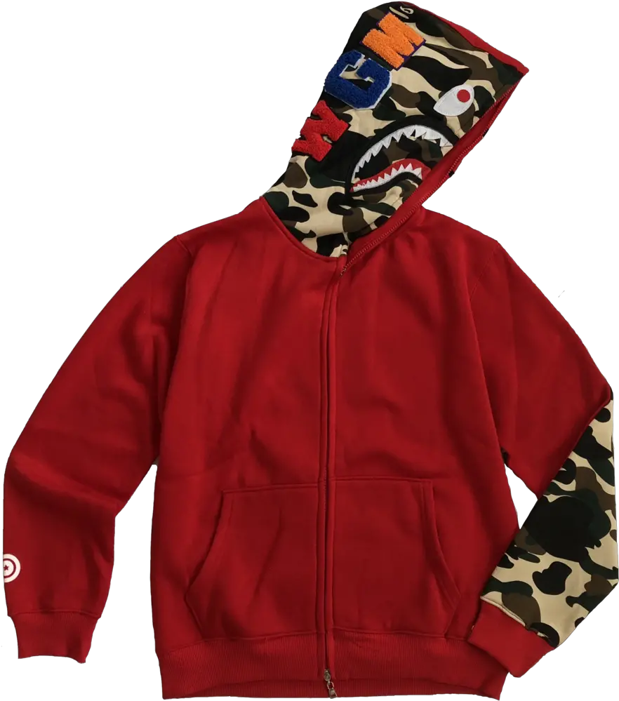  Bape Shark Hoodie Red Png