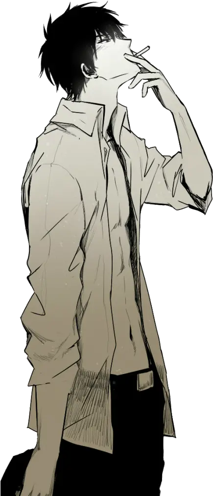  Download Drawn Smoking Transparent Background Anime Guy Anime Boy Smoking Cigarette Png Smoking Png