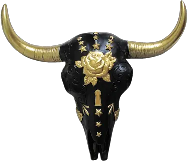  Mexican Hand Painted Cow Skull Statue Wall Hanging Bull Png Mexican Skull Png