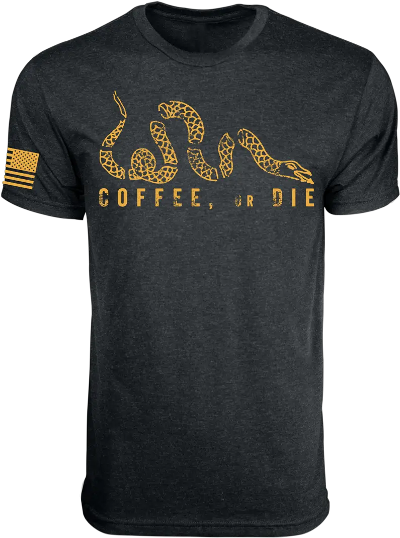  Coffee Or Die T Shirt Gold U2013 Black Rifle Coffee Company Black Rifle Company Coffee Or Die Png Die Png