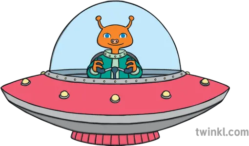  Alien In A Pink Space Ship Flying Saucer Ufo Eyfs Ks1 Green Alien Flying Saucer Png Ufo Transparent