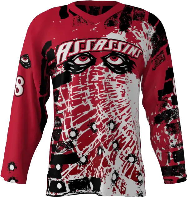  Assassins Red Jersey Slow Pitch Softball Jersey Design Png Bullet Hole Glass Png