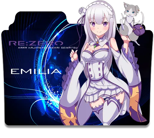  Emilia Re Zero Icon Emilia Re Zero Windows Folder Png Re Zero Folder Icon