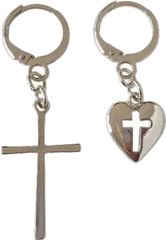  Heart And Cross Earrings Png In 2020 Christian Cross Grunge Cross Png