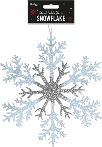  Silver U0026 White Acrylic Glitter Snowflake 26cm Decorative Png Silver Snowflake Png